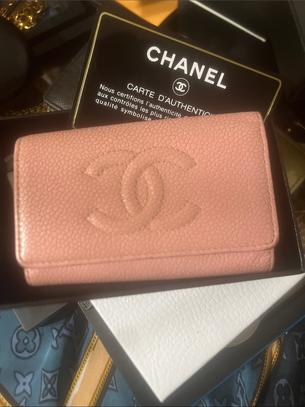 Chanel key holder pink